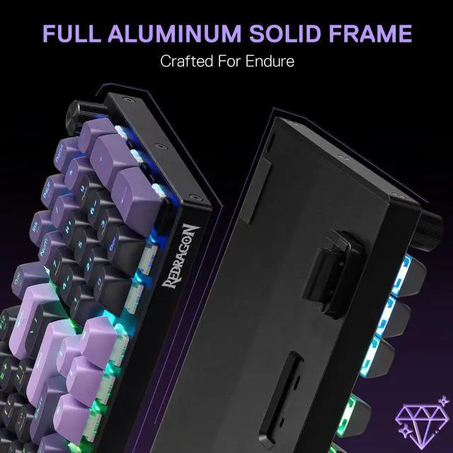 Alt view image 4 of 7 - K740 PRO 98 Keys Wireless RGB Gaming Keyboard, 3-Mode PBT Mechanical Keyboard w/Solid Aluminum Base, Dedicated Knob Control & Hot-Swap Socket, Custom Linear Switch