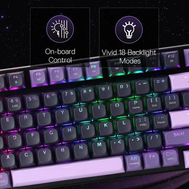 Alt view image 7 of 7 - K740 PRO 98 Keys Wireless RGB Gaming Keyboard, 3-Mode PBT Mechanical Keyboard w/Solid Aluminum Base, Dedicated Knob Control & Hot-Swap Socket, Custom Linear Switch