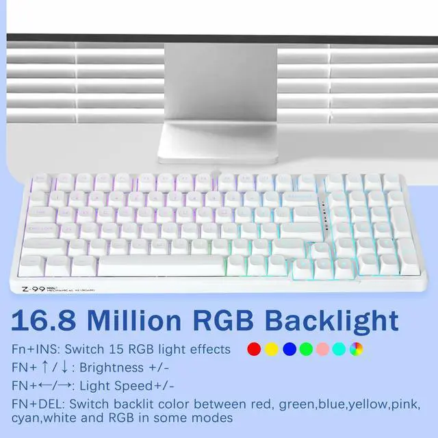Alt view image 6 of 7 - E-Yooso Creamy Mechanical Keyboard Wired, Hot Swappable, Pre-lubed Linear Switches, Gasket Structure with Sound Dampening Foam, RGB Backlit, 99 Keys Custom Gaming Keyboard for PC/Mac,White