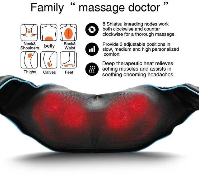 Alt view image 2 of 7 - Shiatsu Back Shoulder and Neck Massager with Heat, Electric Deep Tissue 4D Kneading Massage, Best Gifts for Women Men Mom Dad, Fathers Day, Mothers Day, Christmas Gifts