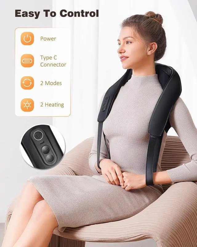 Alt view image 2 of 7 - Neck and Shoulder Massager with Heat, Cordless Back and Neck Massager, Upgraded Graphene Heating, 4D Shiatsu Deep Kneading Massage for Shoulder, Back,Leg,Pain Relief, Portable Gifts for Dad Mom Friend