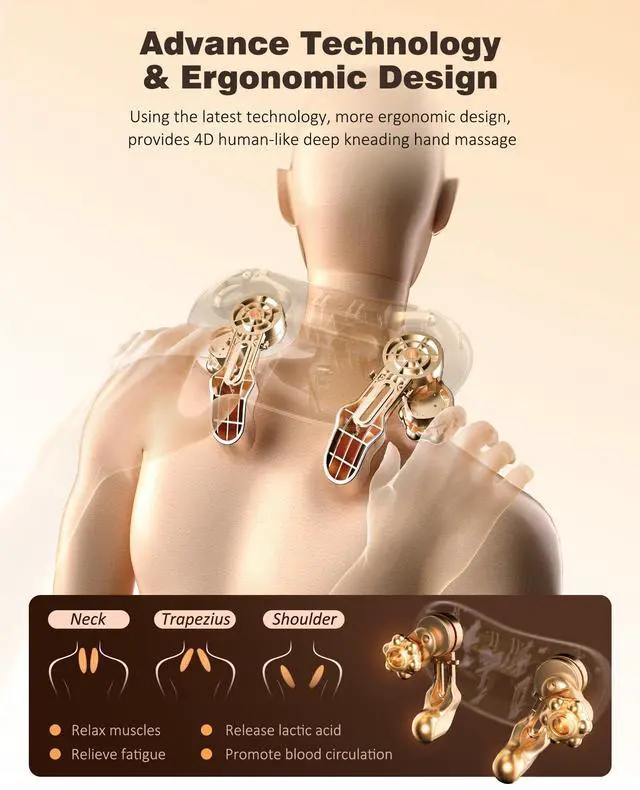 Alt view image 6 of 7 - Neck and Shoulder Massager with Heat, Cordless Back and Neck Massager, Upgraded Graphene Heating, 4D Shiatsu Deep Kneading Massage for Shoulder, Back,Leg,Pain Relief, Portable Gifts for Dad Mom Friend