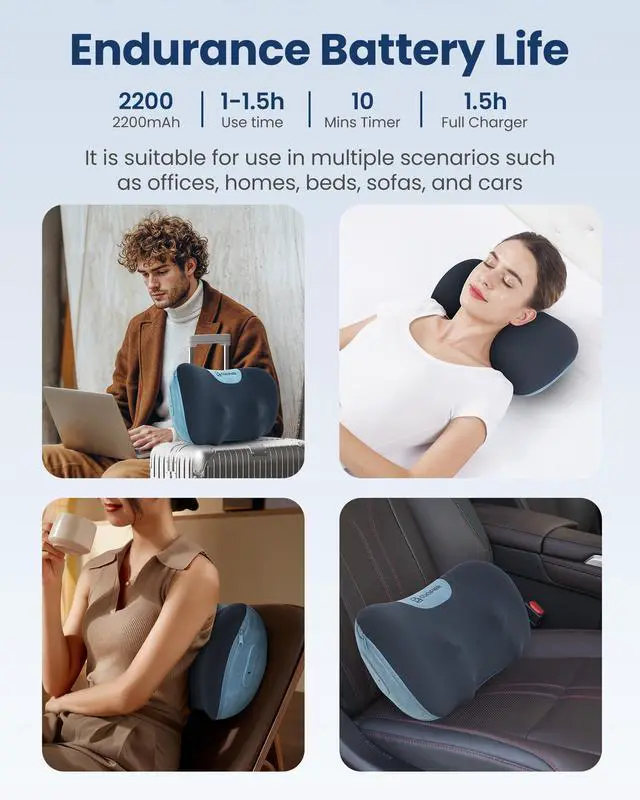 Alt view image 2 of 7 - [2026 Fathers Day Gift for Men, Shiatsu Neck and Back Massager with Heat, Massager Pillow with 3D Kneading Deep Tissue, Cordless & Portable, Soothes Muscle Tension at Home, Office, Travel