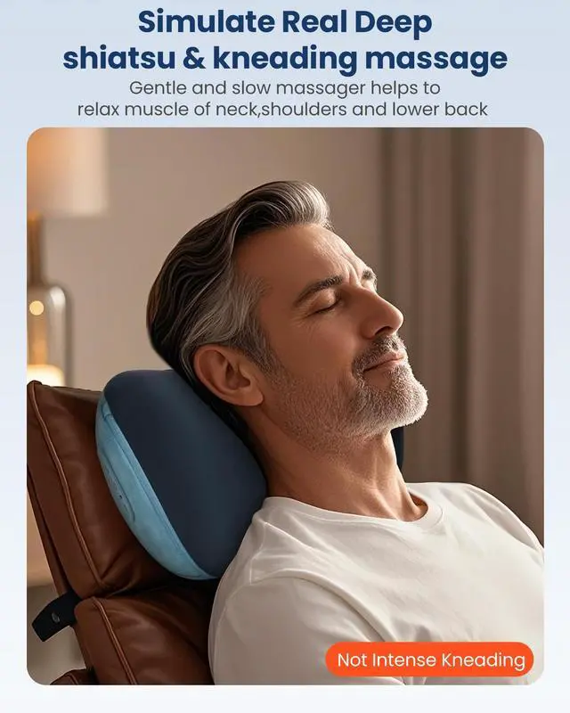 Alt view image 3 of 7 - [2026 Fathers Day Gift for Men, Shiatsu Neck and Back Massager with Heat, Massager Pillow with 3D Kneading Deep Tissue, Cordless & Portable, Soothes Muscle Tension at Home, Office, Travel