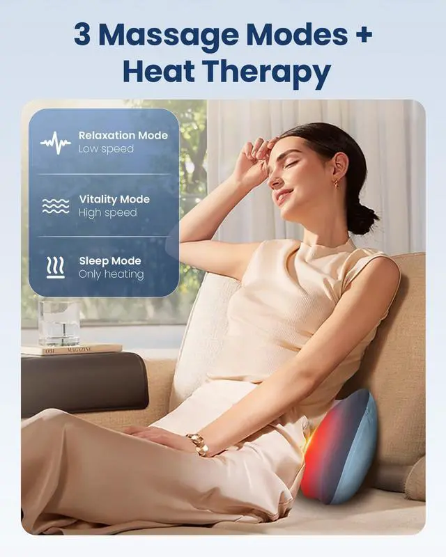 Alt view image 5 of 7 - [2026 Fathers Day Gift for Men, Shiatsu Neck and Back Massager with Heat, Massager Pillow with 3D Kneading Deep Tissue, Cordless & Portable, Soothes Muscle Tension at Home, Office, Travel