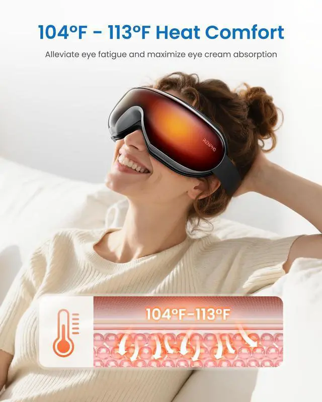Alt view image 3 of 7 - Eyeris 1 Eye Massager with Heat, Eye Mask for Migraine, Smart Sleep Mask for Dry Eyes Relax, Reduce Strain Massage Equipment for Mom Dad Women Men Her Him