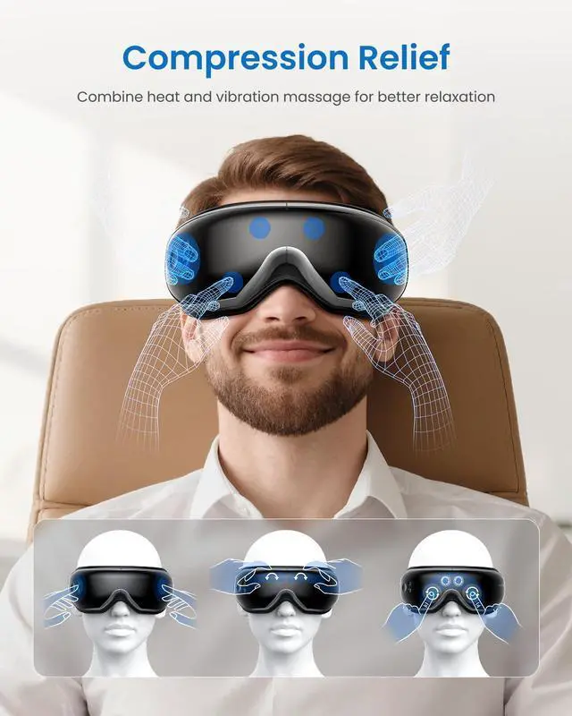 Alt view image 4 of 7 - Eyeris 1 Eye Massager with Heat, Eye Mask for Migraine, Smart Sleep Mask for Dry Eyes Relax, Reduce Strain Massage Equipment for Mom Dad Women Men Her Him