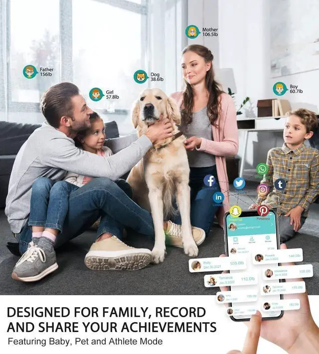 Alt view image 7 of 7 - Body Fat Scale,Digital Smart Bathroom Scale for Body Weight, Large Color Display Screen, 16 Body Composition Metrics BMI, Water Weigh, Heart Rate, Baby Mode, 400lb, Rechargeable