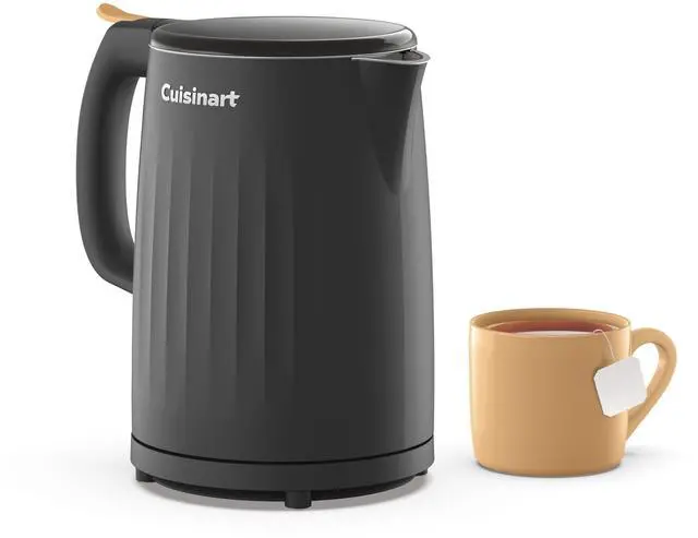 Alt view image 2 of 7 - Soho 1-Liter Double Wall Electric Hot Water Kettle, Tea Kettle with Stainless Steel Interior, One Touch Operation to Boil Water for Tea, Hot Cocoa, or Instant Oatmeal, CK-10BK, Black