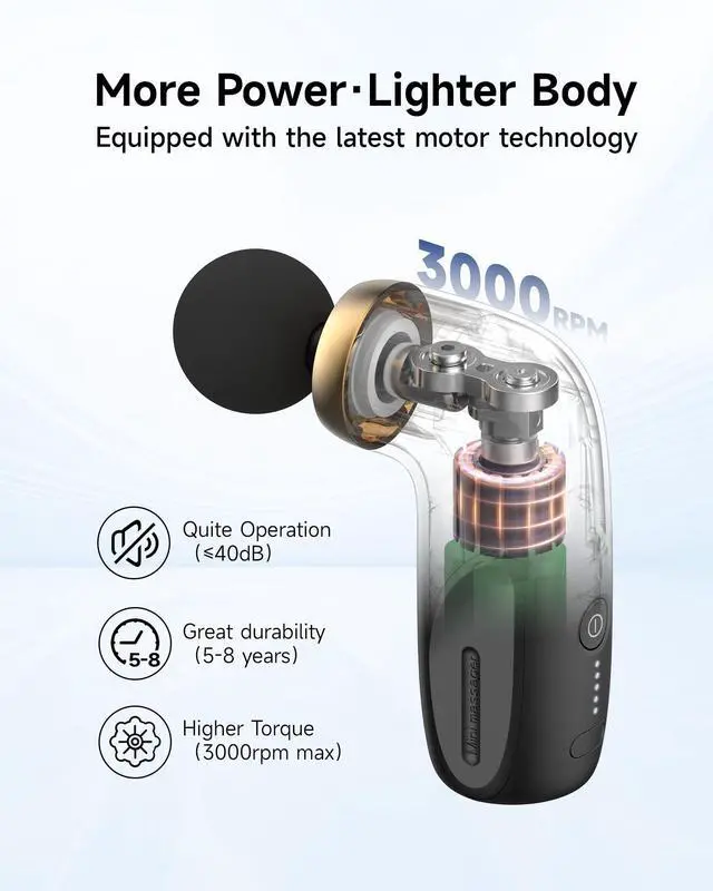 Alt view image 5 of 7 - A1 Super Mini Massage Gun, Percussion Deep Tissues Muscle Massager, Travel Massage Gun, Compact Sports Massager, Portable Handheld Massager for Office Gifts for Him/Her, Home, Athletes(Black)