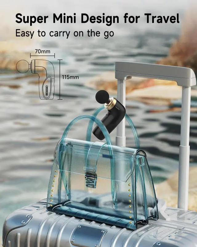 Alt view image 7 of 7 - A1 Super Mini Massage Gun, Percussion Deep Tissues Muscle Massager, Travel Massage Gun, Compact Sports Massager, Portable Handheld Massager for Office Gifts for Him/Her, Home, Athletes(Black)