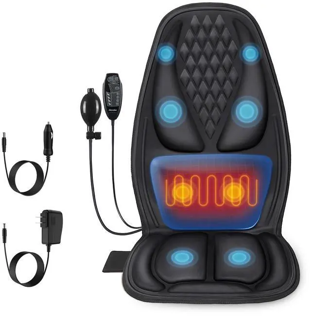 Main image of Back Massager with Heat, Massage Seat Cushion with 3D Lumbar Traction, 8 Vibrating Motors Massager Chair Pad for Full Body Pain Relief, and Home Use