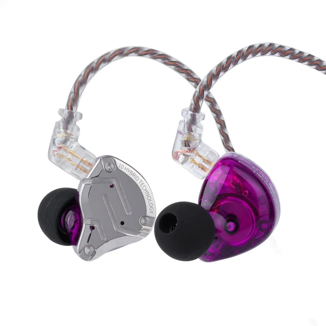 Main image of KZ ZS10 Pro, 4BA+1DD 5 Driver in Ear Monitor, HiFi Wired Earbuds, Gaming Earbuds, Hybrid IEM Earphones with Stainless Steel Faceplate, Detachable Cable for Musician (with Mic, Purple)