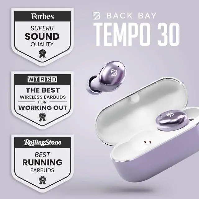 Alt view image 3 of 5 - Tempo 30 Wireless Earbuds for Small Ears - Award-Winning Sound, Sweatproof Bluetooth Earbuds, Comfortable Ear Buds for Women, Purple Earphones Small Ear Canals, Long Battery Headphones