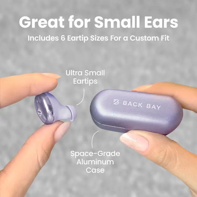 Alt view image 2 of 5 - Tempo 30 Wireless Earbuds for Small Ears - Award-Winning Sound, Sweatproof Bluetooth Earbuds, Comfortable Ear Buds for Women, Purple Earphones Small Ear Canals, Long Battery Headphones