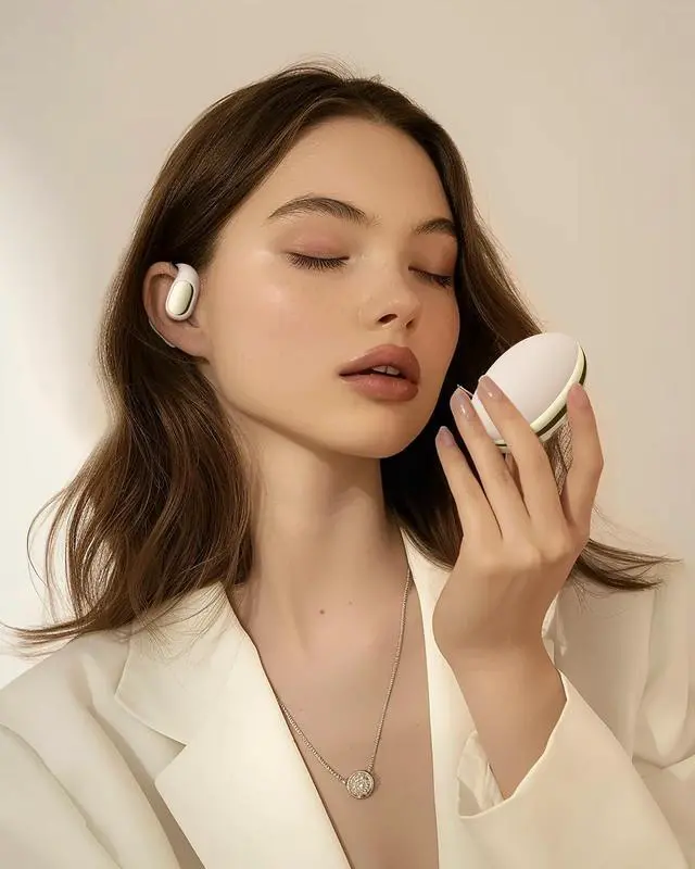 Alt view image 5 of 7 - Open Ear Earbuds,Wireless 5.4 Bluetooth Headphones60Hrs Playtime Sport Earbuds with Lightweight Earhooks IPX7 Waterproof Open Ear Headphone for Workout Running Beige