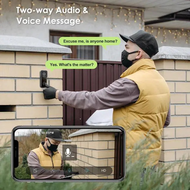 Alt view image 4 of 7 - Wireless Doorbell Camera with Chime, 2K Video Doorbell Wireless with Voice Changer, Motion Detection, Anti-Theft, Night Vision, 2-Way Audio, SD/Cloud Storage, No Subscription