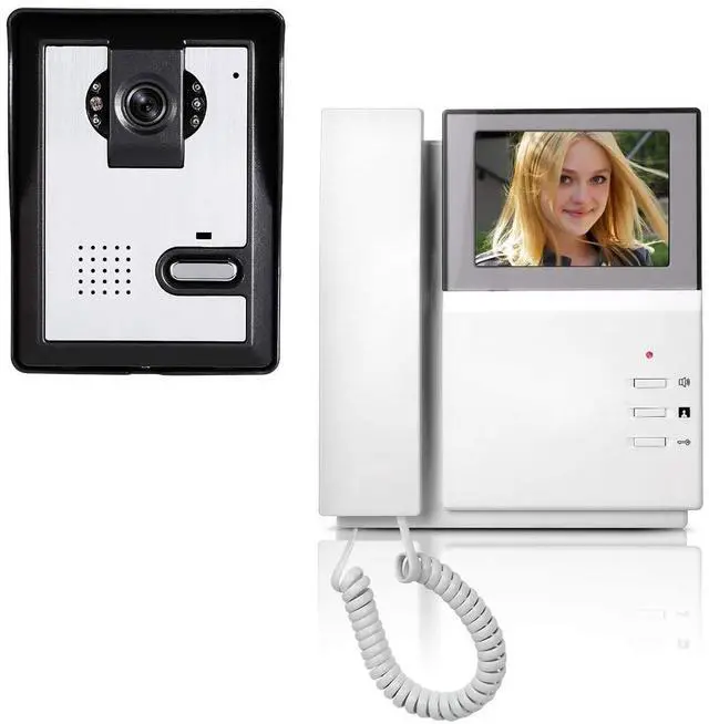 Main image of Video Door Phone System, 4.3 Inches Clear LCD Monitor Wired Video Intercom Doorbell Kits, IR Night Vision Outdoor Camera Door Intercom, Doorphone Telephone Style for Home Improvement
