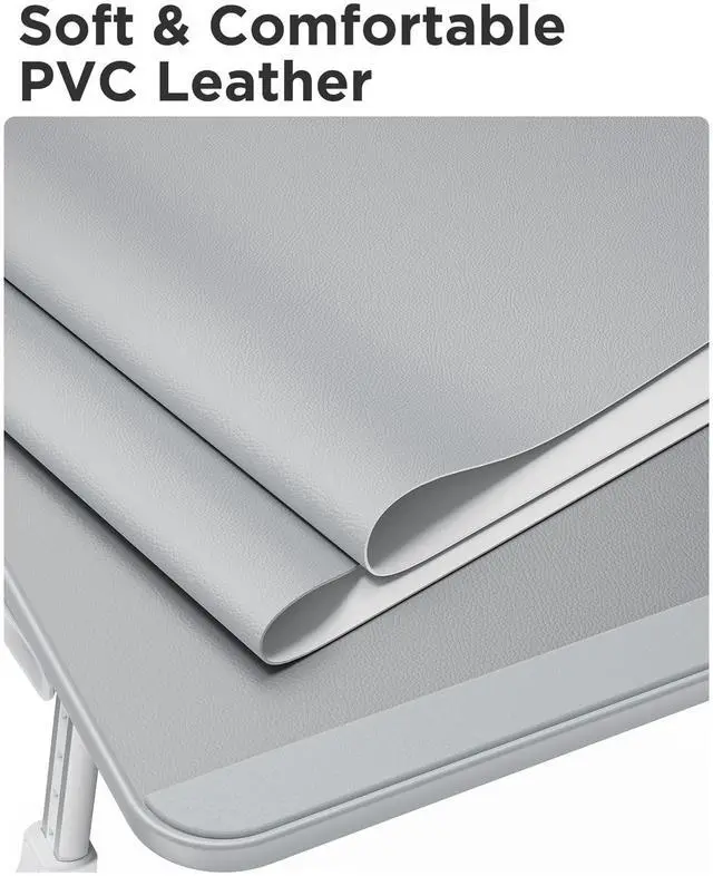 Alt view image 3 of 7 - Leather Lap Desk Laptop Bed Tray Table, Adjustable Laptop Stand for Bed, Portable Lightweight Standing Desk for Writing Eating Reading Couch Sofa Floor for Adults Kids (20.5"*11.8",Gray)