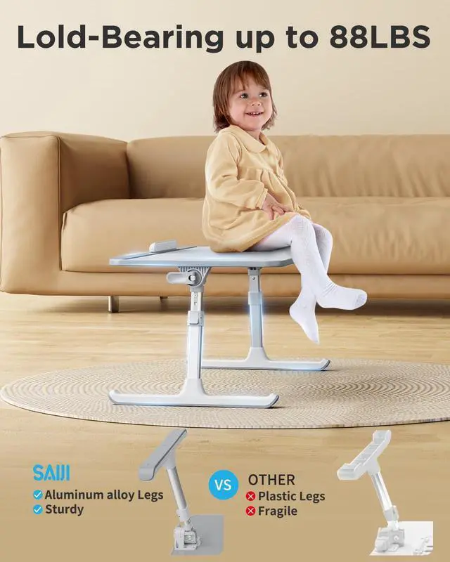 Alt view image 5 of 7 - Leather Lap Desk Laptop Bed Tray Table, Adjustable Laptop Stand for Bed, Portable Lightweight Standing Desk for Writing Eating Reading Couch Sofa Floor for Adults Kids (20.5"*11.8",Gray)