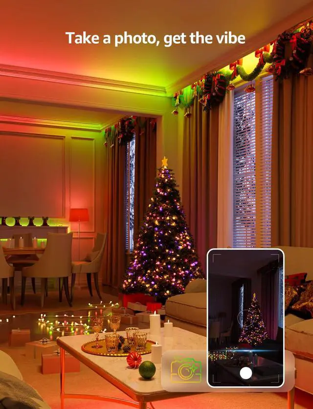 Alt view image 4 of 7 - S1 AI LED Strip Lights for Bedroom - 50ft Smart RGB Light Strips with IC and Rainbow Chasing Effects, Color Segment DIY, Personalized Al Lighting Designer, No Remote, 2.4G Wi-Fi & Bluetooth