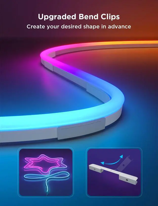 Alt view image 5 of 7 - RGBIC Neon Lights, LED Smart Neon Rope Light 2 Works with Matter, Alexa, Google Assistant, Custom DIY Neon Strip Lights for Bedroom and Wall Decor, Softer Material, 9.8ft, White