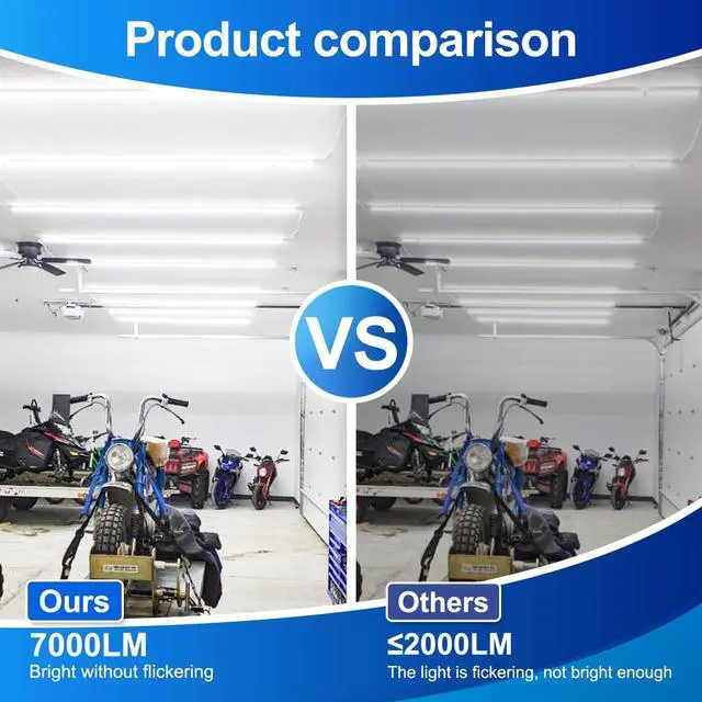 Alt view image 4 of 7 - Led Shop Lights, 4FT LED Light 50W 6500K 7000LM Daylight,Led Garage Light,Linkable Clear Cover Integrated V-Shape for Garage Warehouse Workbench Workshop(4-Pack)