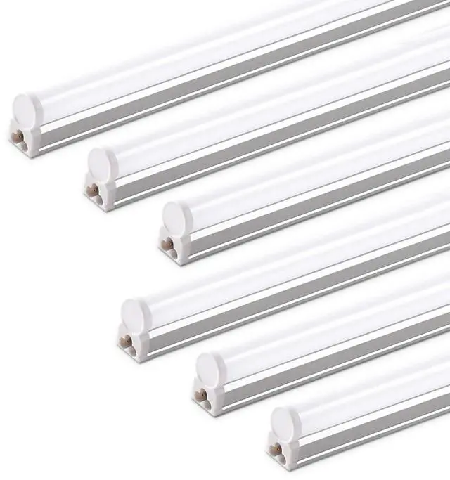 Main image of 6 Pack LED T5 Integrated Single Fixture, 4FT, 2200lm, 6500K Super Bright White, 20W Utility LED Shop Light, Ceiling and Under Cabinet Light, Corded Electric with ON/Off Switch, ETL Listed