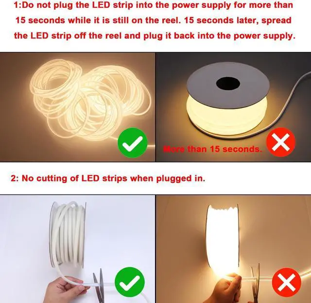 Alt view image 6 of 7 - AC 110V Outdoor COB LED Strip Lights Waterproof 65.6ft 200W
