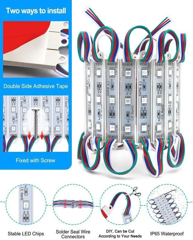 Alt view image 2 of 7 - LED Storefront Lights for Business Waterproof Decorative Light for Advertising Letter Signs 4 Set 5050 SMD Window Strip Lights 40ft 80 Pieces LED Module Lights