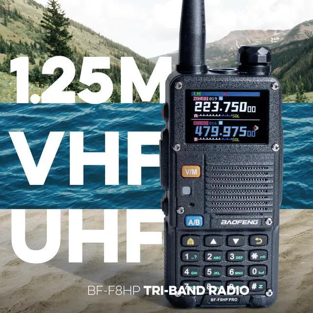 Alt view image 2 of 7 - BF-F8HP PRO 10 W Tri-Band Two-Way Radio  UV-5R 7th Gen, 1000 Channels, GPS & NOAA Weather, Aviation/VHF/UHF/1.25 m Scanner, IP54 Rugged, USB-C Rechargeable Battery