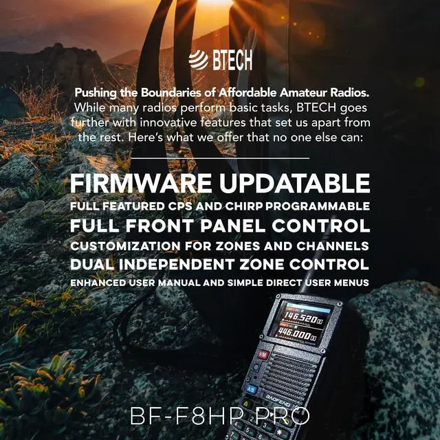 Alt view image 3 of 7 - BF-F8HP PRO 10 W Tri-Band Two-Way Radio  UV-5R 7th Gen, 1000 Channels, GPS & NOAA Weather, Aviation/VHF/UHF/1.25 m Scanner, IP54 Rugged, USB-C Rechargeable Battery