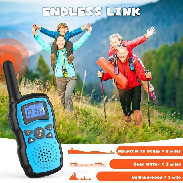 Alt view image 4 of 7 - Walkie Talkies for Kids 4 Pack,Family Walky Talky Adults Children Radio Long Range,Outdoor Camping Fun Toys Birthday Present Xmas Gifts for 4 5 6 7 8 Year Old Girls Boys No Battery No Charger