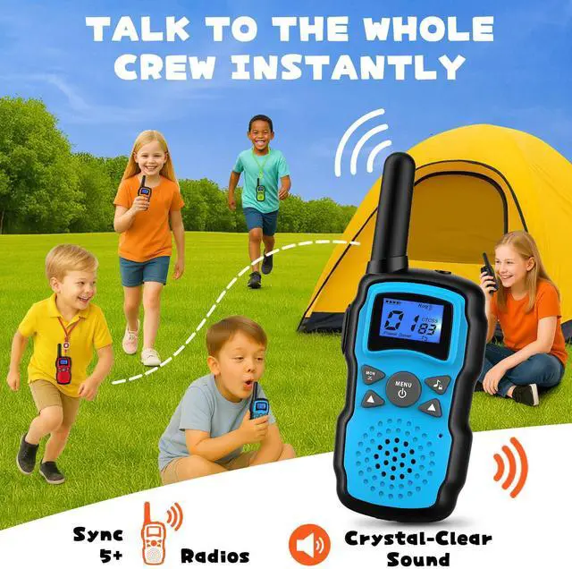 Alt view image 5 of 7 - Walkie Talkies for Kids 4 Pack,Family Walky Talky Adults Children Radio Long Range,Outdoor Camping Fun Toys Birthday Present Xmas Gifts for 4 5 6 7 8 Year Old Girls Boys No Battery No Charger