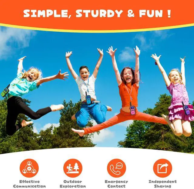 Alt view image 3 of 7 - Walkie Talkies for Kids 4 Pack,Family Walky Talky Adults Children Radio Long Range,Outdoor Camping Fun Toys Birthday Present Xmas Gifts for 4 5 6 7 8 Year Old Girls Boys No Battery No Charger