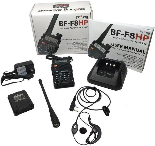 Alt view image 3 of 7 - BF-F8HP (UV-5R 3rd Gen) 8-Watt Dual Band Two-Way Radio (136-174MHz VHF & 400-520MHz UHF) Includes Full Kit with Large Battery