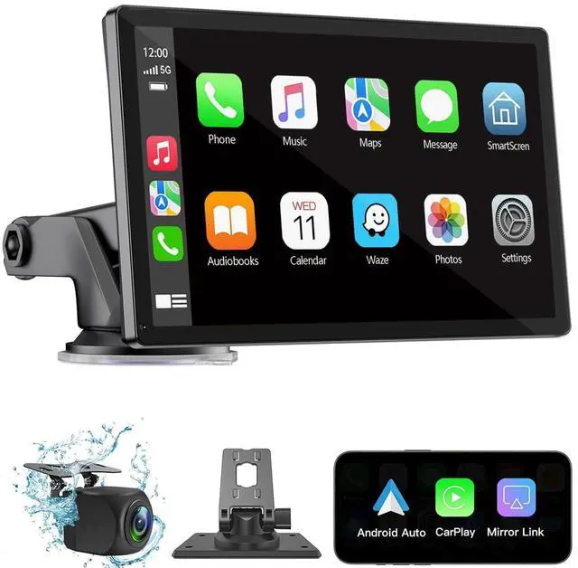 Main image of Wireless Carplay Screen for Car 7" HD Portable Car Stereo Touchscreen with Apple CarPlay and Android Auto with Mirror Link/Backup Camera/Bluetooth/GPS Navigation/AUX for All Vehicles