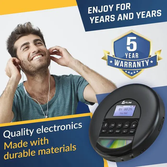 Alt view image 4 of 6 - New 2023 - Portable CD Player Walkman with Long-Lasting Battery - with Headphones - Radio FM - Compatible MP3 CD Player Portable - TF Card Radio FM AM Bluetooth - Ideal for Cars - Black