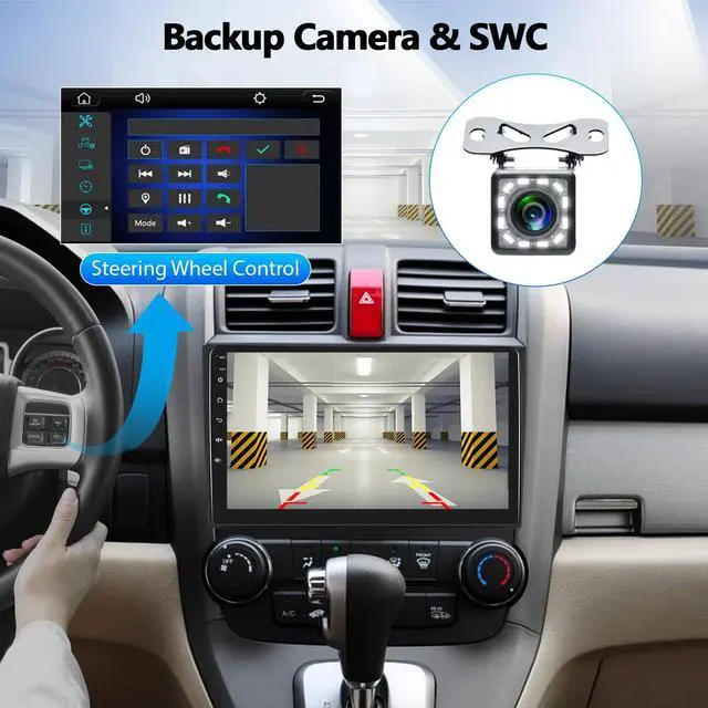 Alt view image 6 of 7 - Car Stereo MP5 Player for Honda CRV 2007-2011 Car Radio with Apple Carplay Android Auto Mirror Link, 9" Touch Screen Radio with Bluetooth Backup Camera FM SWC Dual USB Input