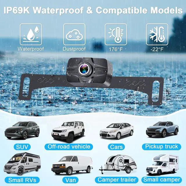 Alt view image 5 of 7 - 7-Inch Wireless Backup Camera for Truck - 2 Channel, DIY Grid Lines, HD 1080P, Night Vision, IP69K Waterproof, Backup Camera for Truck, Pickup, Trailer, Cars - Parking Safety & Towing Assistance