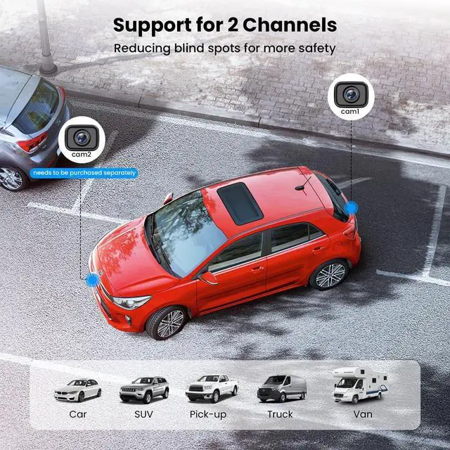 Alt view image 5 of 7 - Wireless Backup Camera for Car Easy Install: No Delay 5" HD 1080P Rear View Camera with Clear Night Vision 2 Channels, IP69K Waterproof Back Up Camera System for Truck, Pickup, SUV, Van - W12