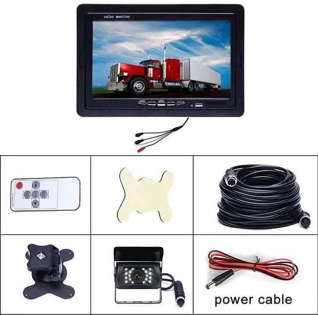 Alt view image 7 of 7 - 7" Backup Camera with Monitor Kit Waterproof Reverse Camera | 18 IR LED Night Vision Rear View Monitor Vehicle Parking System, For RV Bus Trailer Truck (65ft 4-Pin Aviation Video Cable)
