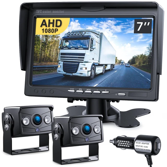 Main image of Wired RV Backup Camera, 7" 1080P IPS Monitor & 2 Rear View Cameras Back Up Camera for Truck RV Trailer Tractor Skid Steer, Reverse Camera for Semi Truck, IP69 Waterproof Night Vision TZ102
