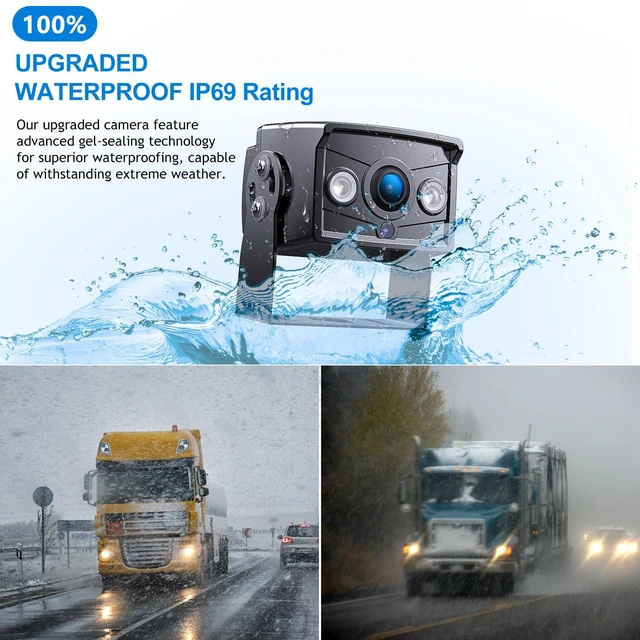 Alt view image 5 of 7 - Wired RV Backup Camera, 7" 1080P IPS Monitor & 2 Rear View Cameras Back Up Camera for Truck RV Trailer Tractor Skid Steer, Reverse Camera for Semi Truck, IP69 Waterproof Night Vision TZ102