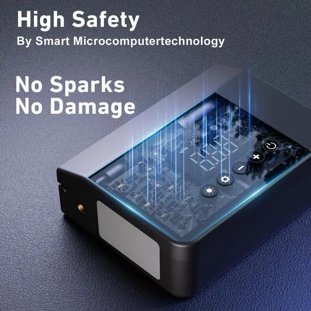 Alt view image 6 of 7 - Jump Starter with Air Compressor, 4000A Car Battery Jump Starter(ALL Gas/8.0L Diesel) with 150PSI Tire Inflator 12V Car Battery Jump Power, 15000mAh PowerBank With LED Light, with Type-C Quick Charge.