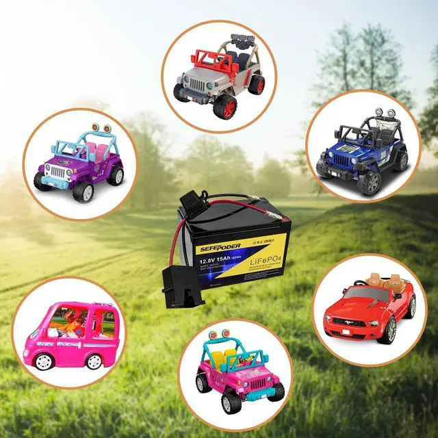 Alt view image 5 of 7 - Replacement Battery Compatible with Fisher Price Power Wheels 12 Volt,12V 15Ah Lifepo4 Lithium Ion Rechargeable Battery for Power Wheels Ride-On Vehicles