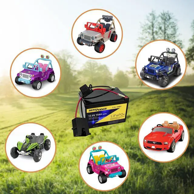 Alt view image 7 of 7 - Replacement Battery Compatible with Fisher Price Power Wheels 12 Volt,12V 15Ah Lifepo4 Lithium Ion Rechargeable Battery for Power Wheels Ride-On Vehicles