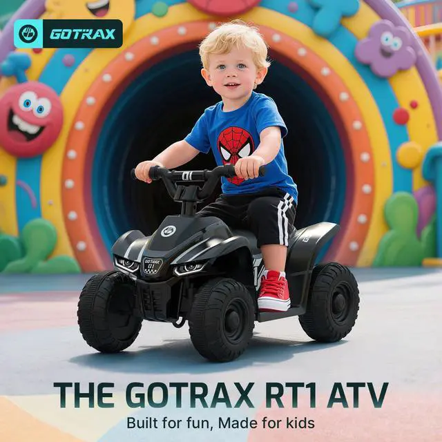 Alt view image 4 of 7 - RT1 Ride on Toys for Toddlers 1.5-4, Safe 12V Lead-acid Battery up to 80 Minutes, Forward/Reverse 2 Gears, Max 1.5MPH Speed&8" Big Tire, Electric Vehicle ATV Car Best Gift for Age1.54 Boy Girl