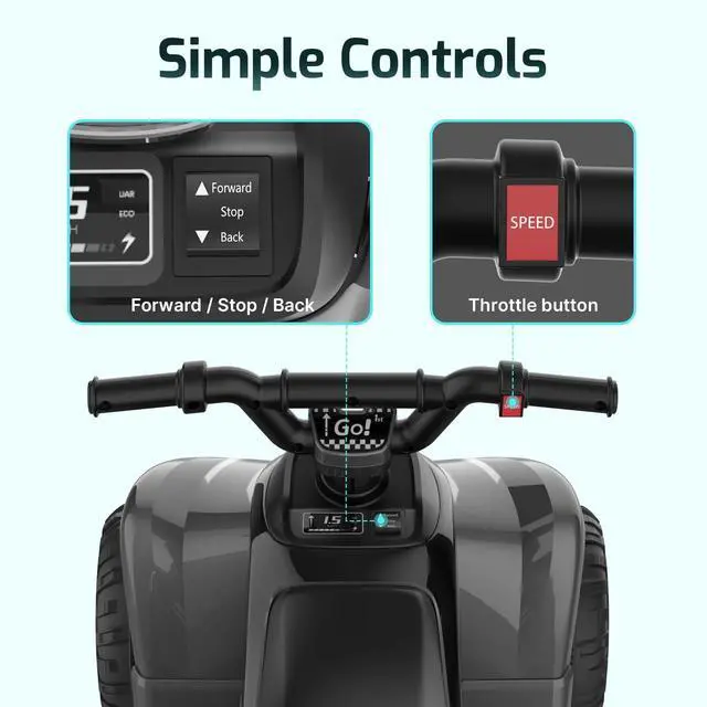 Alt view image 5 of 7 - RT1 Ride on Toys for Toddlers 1.5-4, Safe 12V Lead-acid Battery up to 80 Minutes, Forward/Reverse 2 Gears, Max 1.5MPH Speed&8" Big Tire, Electric Vehicle ATV Car Best Gift for Age1.54 Boy Girl