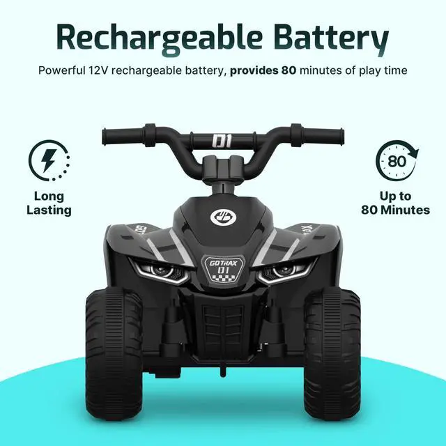 Alt view image 6 of 7 - RT1 Ride on Toys for Toddlers 1.5-4, Safe 12V Lead-acid Battery up to 80 Minutes, Forward/Reverse 2 Gears, Max 1.5MPH Speed&8" Big Tire, Electric Vehicle ATV Car Best Gift for Age1.54 Boy Girl